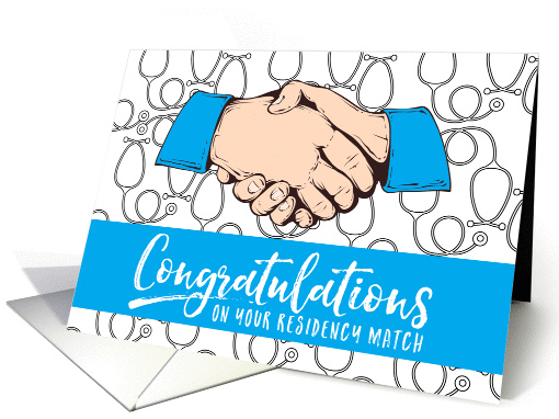 Handshake Blue Congratulations on Residency Match card (1446216)