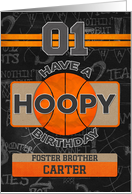 Custom Name Basketball 1st Birthday For Foster Brother card