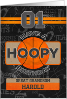 Custom Name Basketball 1st Birthday For Great Grandson card