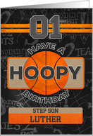 Custom Name Basketball 1st Birthday For Step Son card