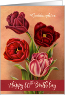 Custom Four Tulips 40th Birthday For Goddaughter card