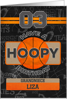 Custom Name Basketball 3rd Birthday For Grandniece card