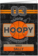 Custom Name Basketball 3rd Birthday For Niece card