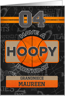 Custom Name Basketball 4th Birthday For Grandniece card