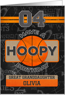 Custom Name Basketball 4th Birthday For Great Granddaughter card