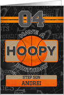 Custom Name Basketball 4th Birthday For Step Son card