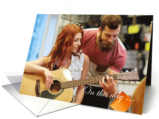 Man and Woman Playing Guitar First Wedding Anniversary card (1448660)