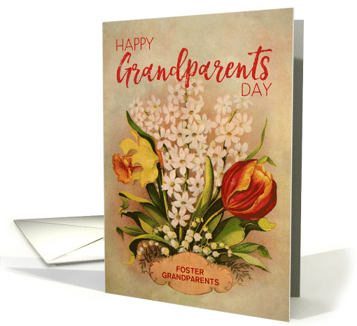 Custom Vintage Flowers Grandparents Day For Foster Grandparents card