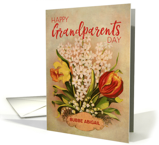 Custom Vintage Flowers Grandparents Day For Bubbe card (1449218)