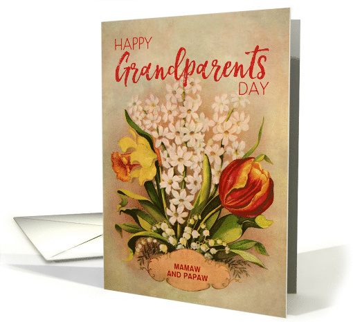 Custom Vintage Flowers Grandparents Day For Mamaw and Papaw card