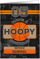 Custom Name Basketball 5th Birthday For Nephew card