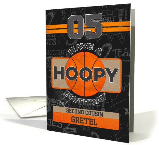 Custom Name Basketball 5th Birthday For Second Cousin card (1449410)