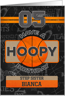 Custom Name Basketball 5th Birthday For Step Sister card