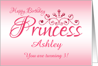 Custom Great Great Granddaughter 3rd Birthday Pink Tiara Princess card