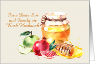 Custom For Son and Family on Rosh Hashanah Apple Pomegranate Honey card