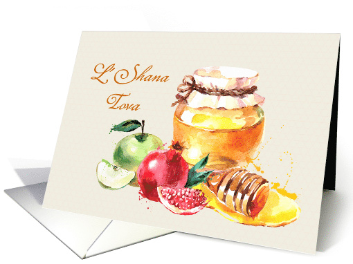 Custom Shana Tova on Rosh Hashanah Apple Pomegranate Honey card