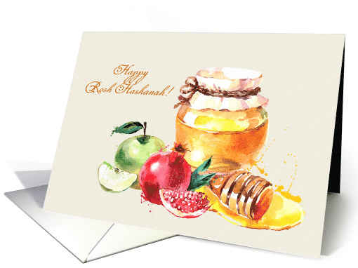 Custom Rosh Hashanah with Apple Pomegranate Honey card (1451824)