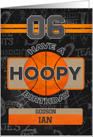 Custom Name For Godson Basketball 6th Hoopy Birthday card