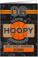 Custom Name For Great Great Grandson Basketball 6th Hoopy Birthday card