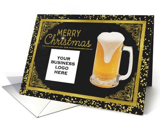 Custom Business Company Logo Christmas For Brewery with Beer Mug card