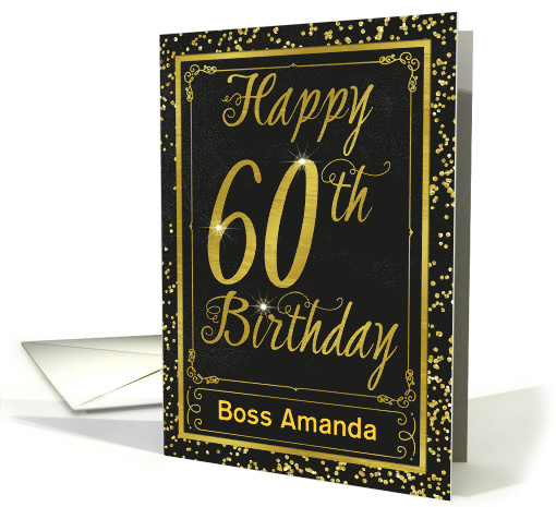 Custom 60th Birthday For Boss with Glitter and Gold Effect card