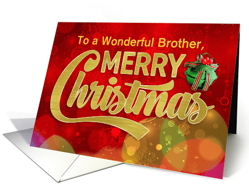Merry Christmas For Brother, Bokeh and Snowflake Bauble card (1457354)