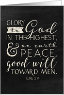 Christmas Bible Verse Luke 2:14 Glory to God Black Board Chalk Effect card