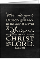 Christmas Bible Verse Luke 2:11 Christ Lord Black Board Chalk Effect card