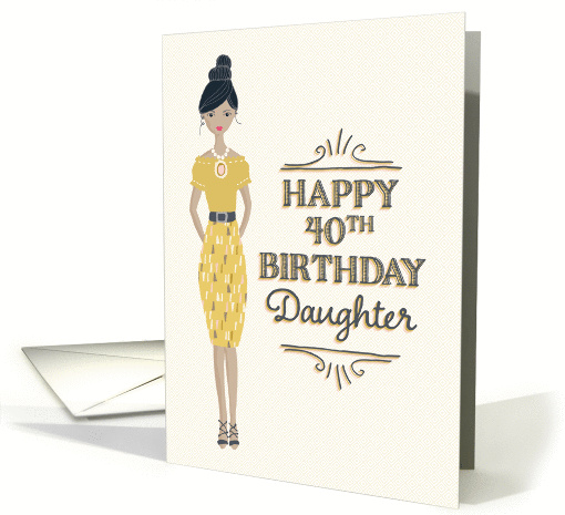 Afro-centric 40th Birthday Daughter with Woman in Yellow Dress card