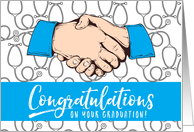 Custom Physician Assitant Graduation Blue Congratulations Hand Shake card