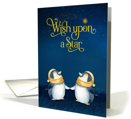 Wish Upon a Star Two Penguins Holding Hands Looking Up... (1460138)