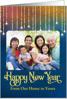 Custom Photo and Name Happy New Year Dangling String of Lights card