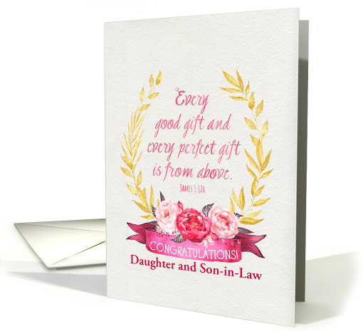 Custom New Baby Congratulations James 1:17 Watercolor Flowers card