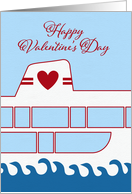 Valentine’s Day Cruise Ship on Sea with Heart card