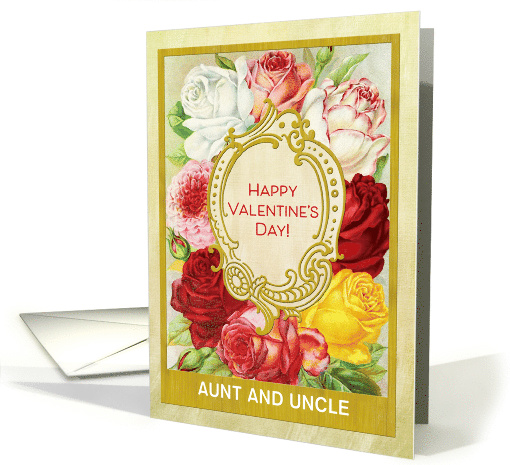 Custom For Aunt and Uncle Floral Valentine's Day with Roses card