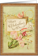 Happy Valentines While Away at College Floral with Wooden Frame card