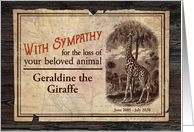 Custom Sympathy Loss of Zoo Animal Giraffe Vintage card