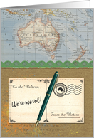 Custom Name We’ve Moved, Relocating to Australia, Map of Australia card