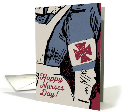 Illustrated Vintage Nurses Day, Apron and Cross Badge card (1474482)