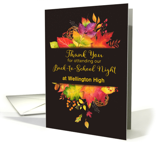 Custom Thank You for Attending Back to School Night, Fall Leaves card
