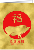 Simplified Chinese Characters, Gong Xi Fa Cai New Year Pig card