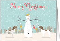 Christmas German Shorthaired Pointers, Snowman with Dog and Baubles card