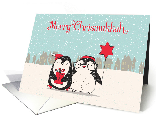 Interfaith Merry Chrismukkah, Snowy Scene with Penguins card (1550822)