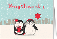 Interfaith Merry Chrismukkah, Snowy Scene with Penguins card
