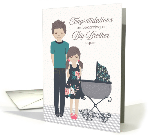 Illustrated Congratulations on Being Big Brother Again, Boy, Girl card