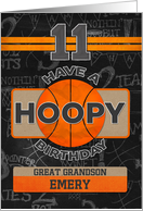 Custom Name Basketball 11th Birthday For Great Grandson card