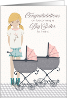 Illustrated Congratulations on Being Big Sister to Twin Girls card