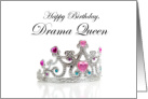 Happy Birthday Drama Queen, For Little Sister, Tiara with Pink Gems card