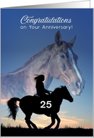 Custom Congratulations 25 Years Employee Anniversary, Horse Silhouette card