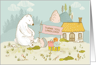 Thank You Landlord, Illustrated Bear and Hedgehog with House card